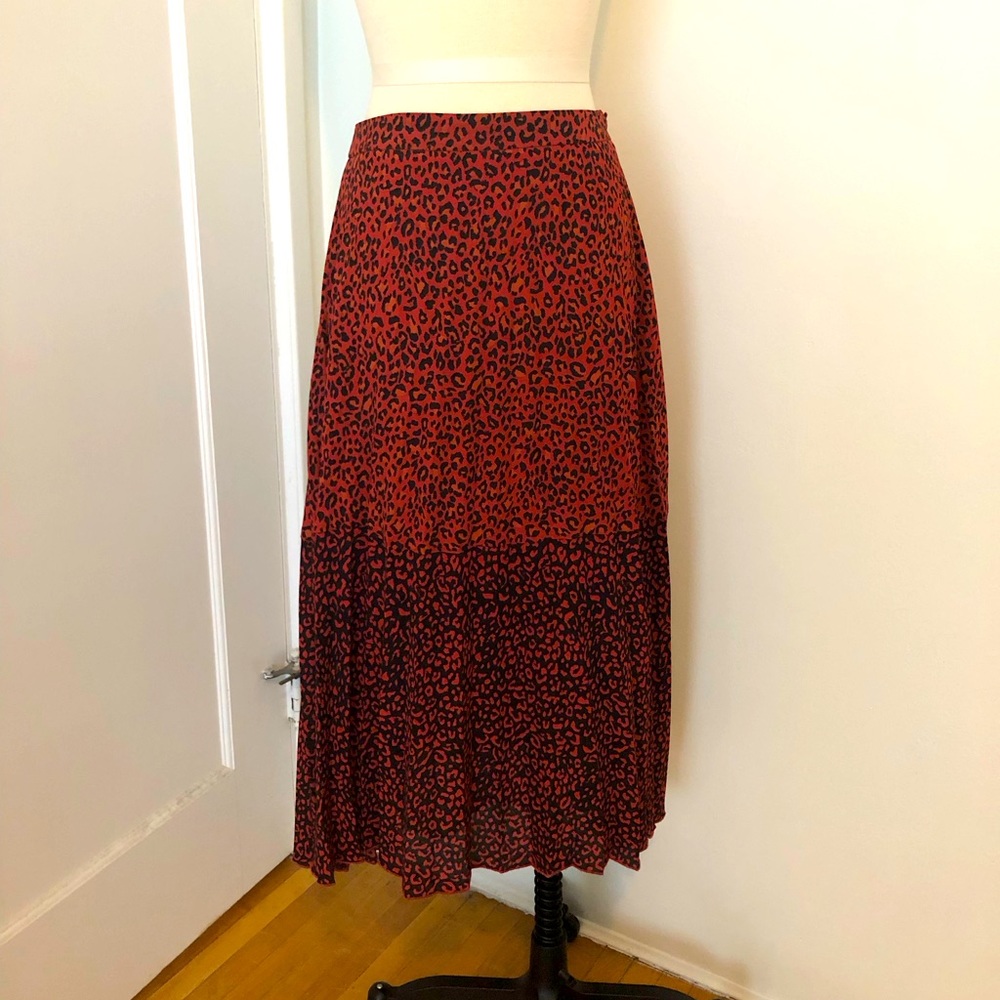Leopard Print Red Skirt